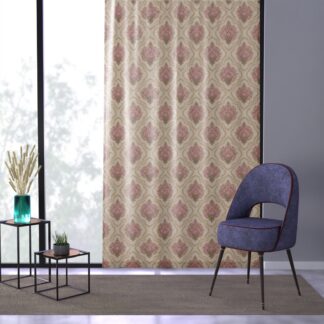Victorian Bouquets: Damask Sheer Window Curtain - Vintage Blush Pink Pattern