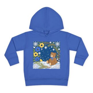 Toddler Hoodie — Snowy Night Teddy Bear Pullover