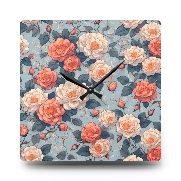 Victorian Rose Acrylic Wall Clock — Timeless Blooms Gracing Every Passing Hour