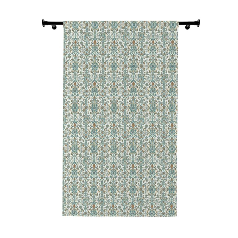 Teal Floral Window Curtain (1 Piece) — Damask Art for Your Windows