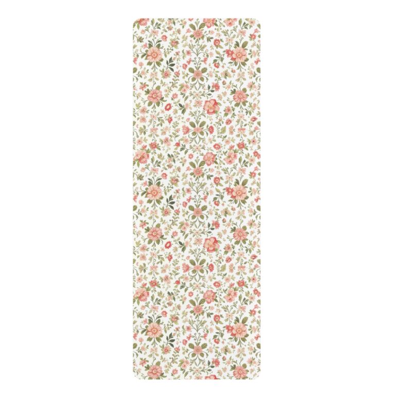 Meadow Trail Rubber Yoga Mat — Rose Pattern Non-Slip Exercise Mat