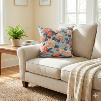 Victorian Rose Garden Throw Pillow — A Suede Sanctuary of Timeless Art