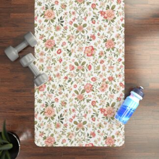 Meadow Trail Rubber Yoga Mat — Rose Pattern Non-Slip Exercise Mat