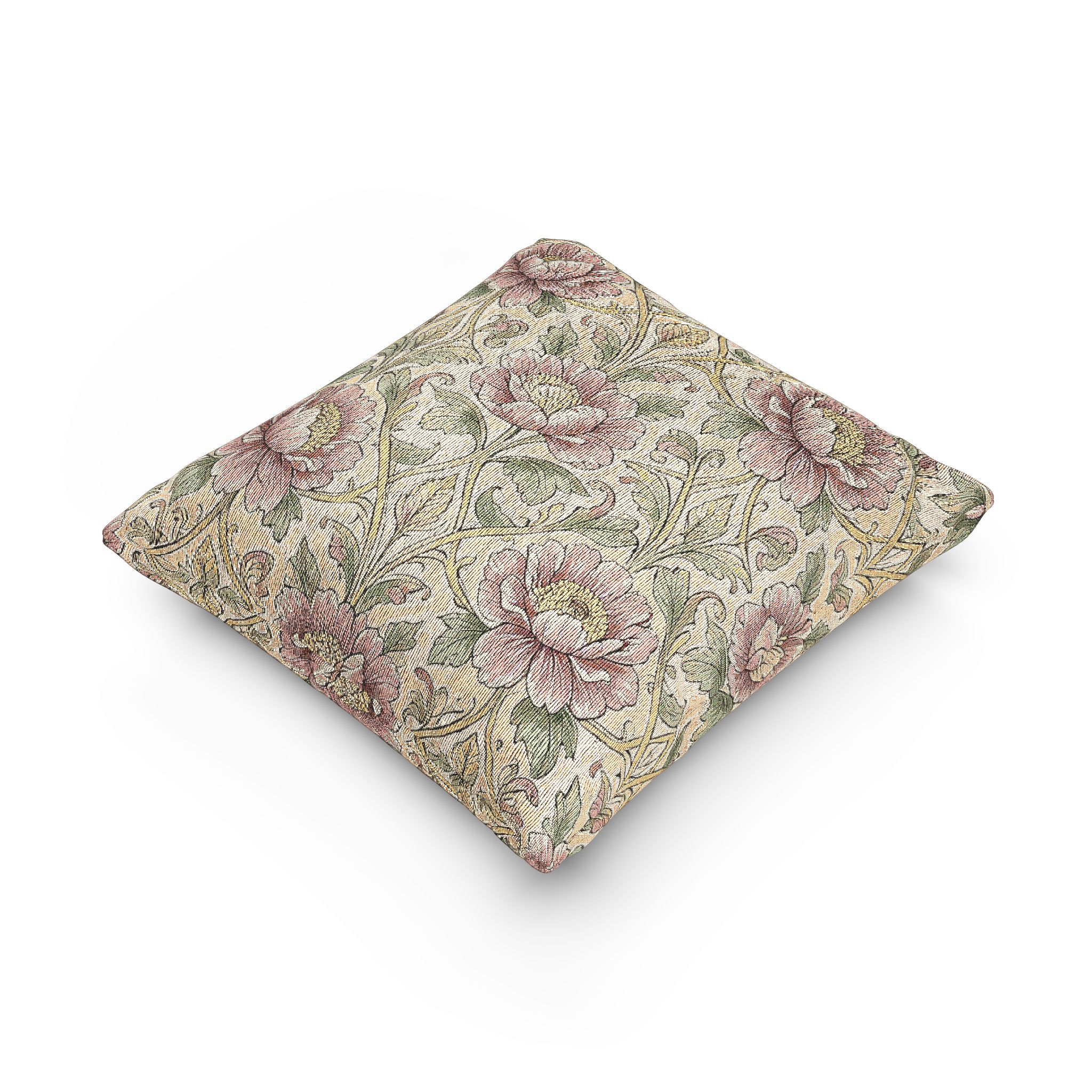 Vintage Floral Woven Pillow - Peony Tapestry Throw Cushion - Image 7