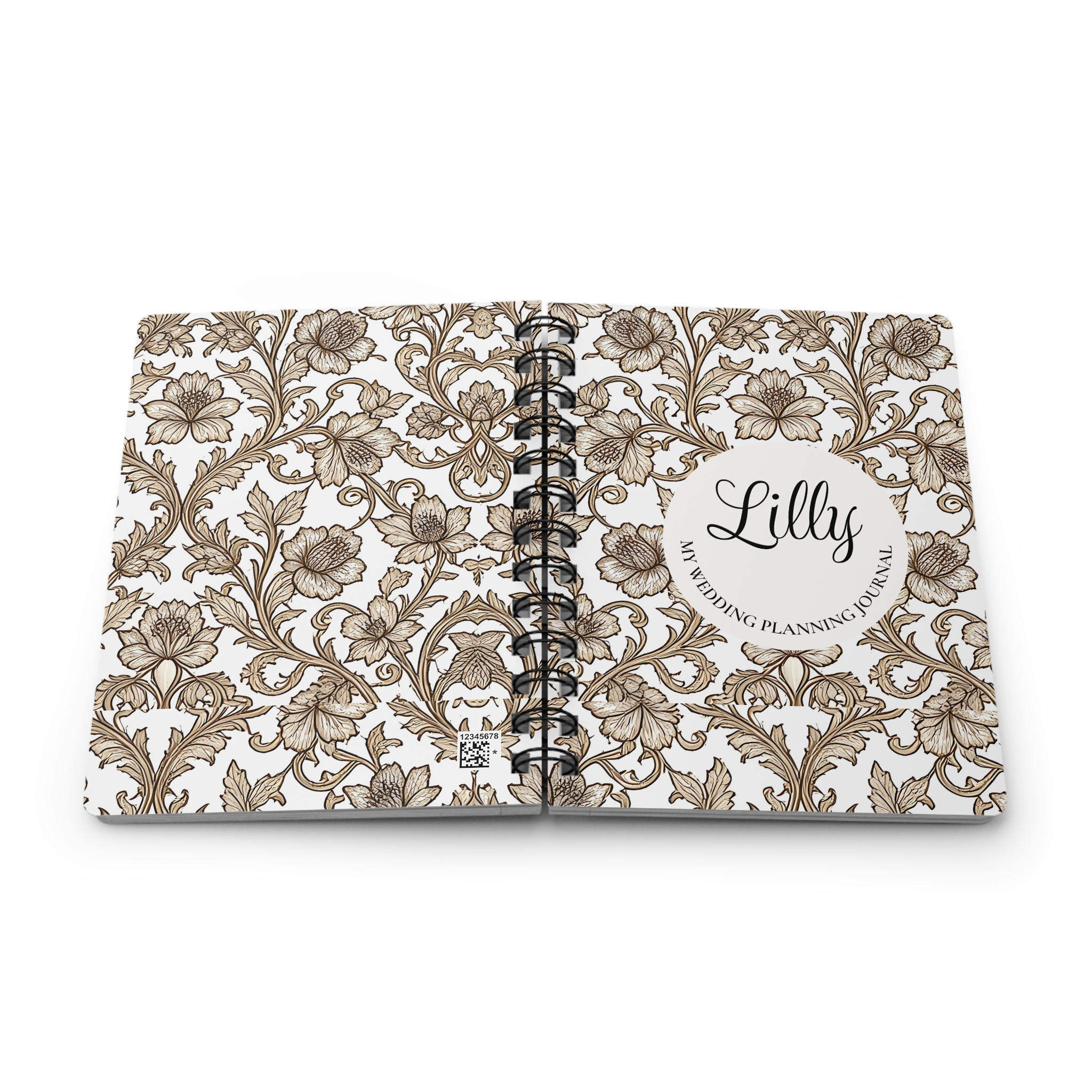 Personalized Wedding Planner Journal — Sepia Toile Vintage Spiral Notebook with Custom Name - Image 7