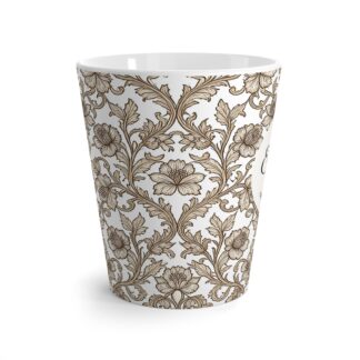 custom vintage floral latte mug — elegant neutral sepia toile coffee cup