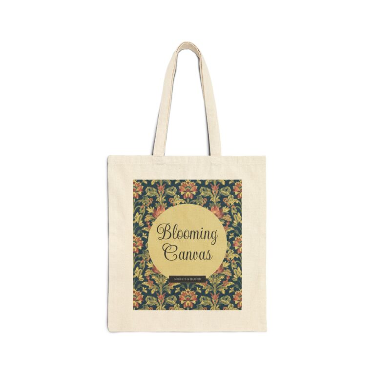 Blooming Canvas Cotton Tote Bag – Vintage Floral Arts & Crafts Shopping Bag