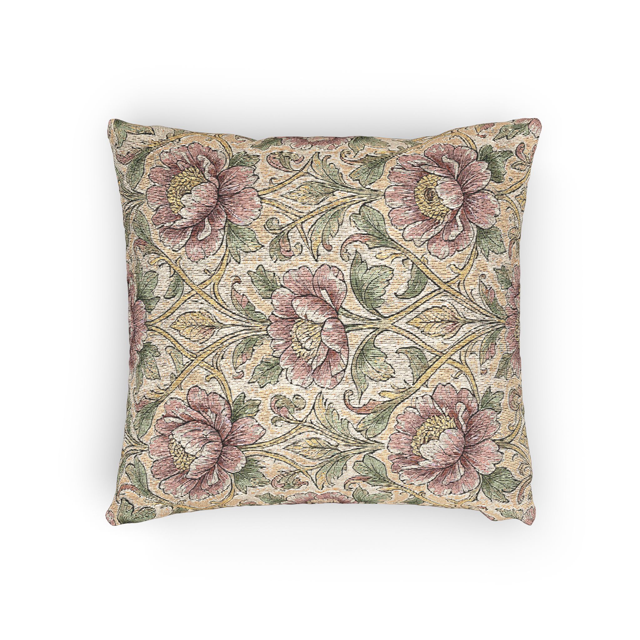 Vintage Floral Woven Pillow - Peony Tapestry Throw Cushion - Image 6