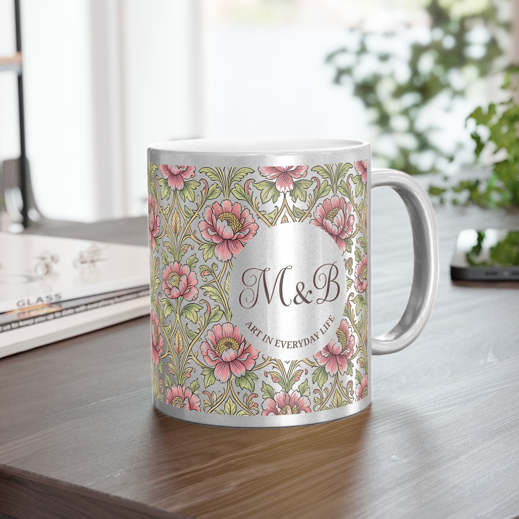 silver coffee mug with monogram