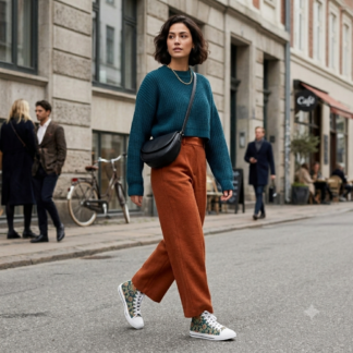 Wearable Art for the Urban Explorer — High-Top Sneakers, Women's Retro Botanical Pattern