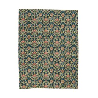 vintage floral velveteen throw – midnight teal & terracotta william morris style tapestry