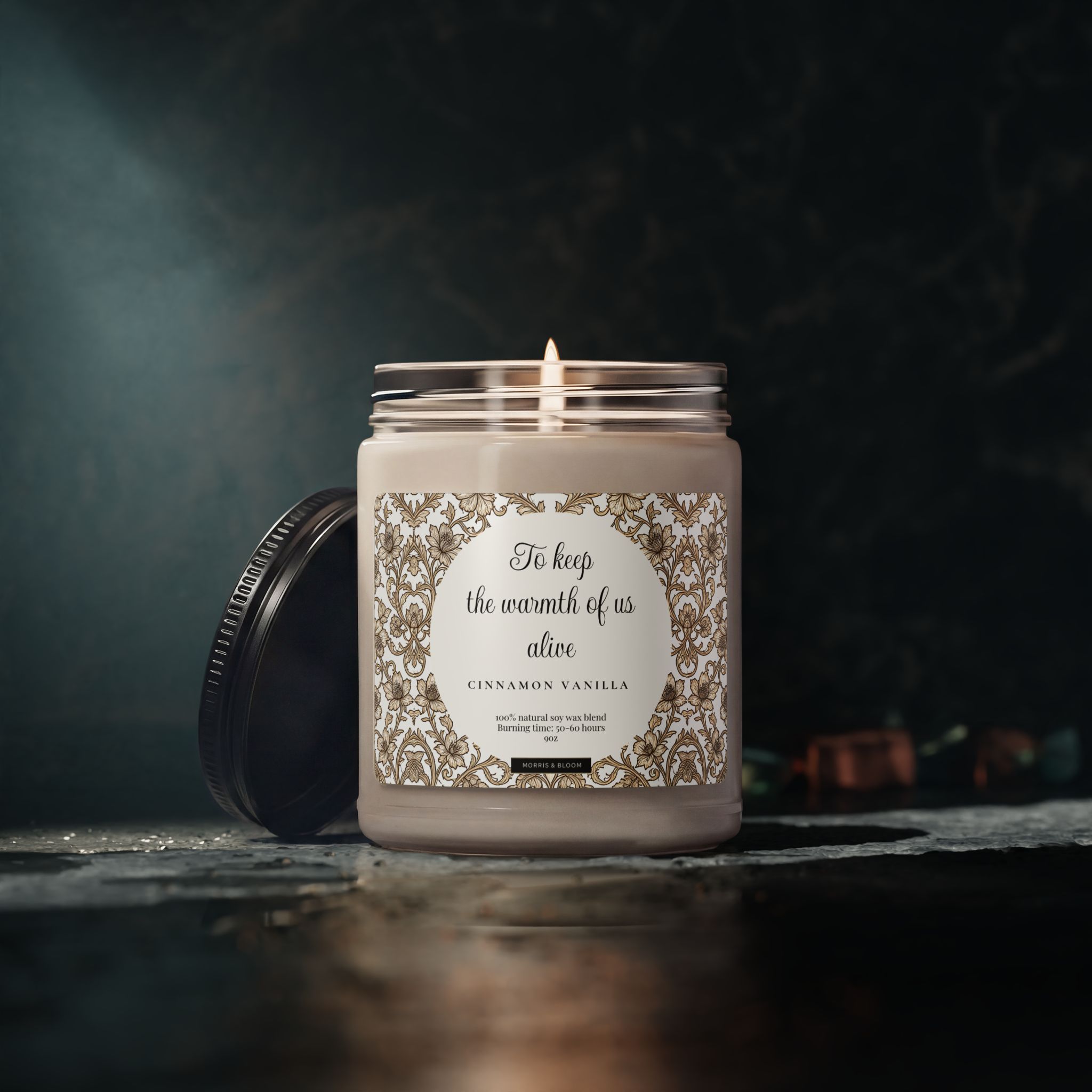 Cinnamon Vanilla Soy Candle — “To Keep the Warmth of Us Alive” 9oz