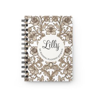 personalized wedding planner journal — sepia toile vintage spiral notebook  with custom name