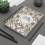 personalized wedding planner journal — sepia toile vintage spiral notebook  with custom name