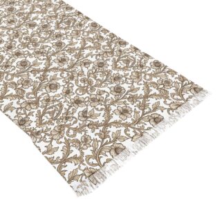 light shawl & wrap – neutral vintage sepia toile printed lightweight fringe scarf