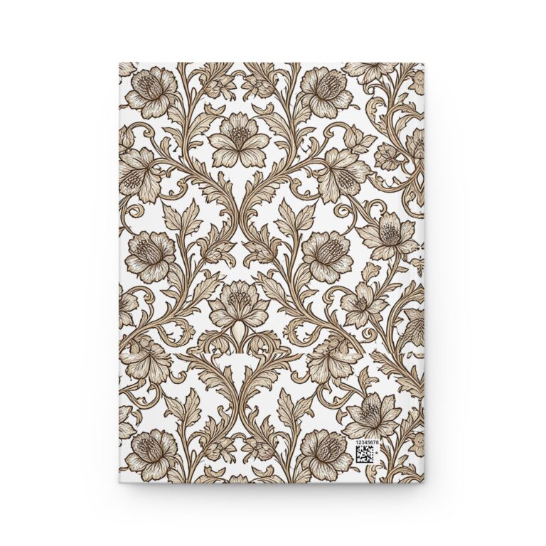Wedding Guest Book Hardcover Journal — Personalized Floral Vintage Sepia Toile Monogram