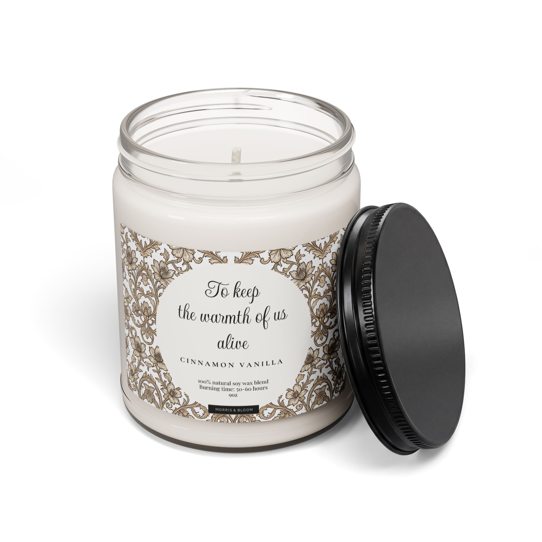 Cinnamon Vanilla Soy Candle — “To Keep the Warmth of Us Alive” 9oz - Image 3