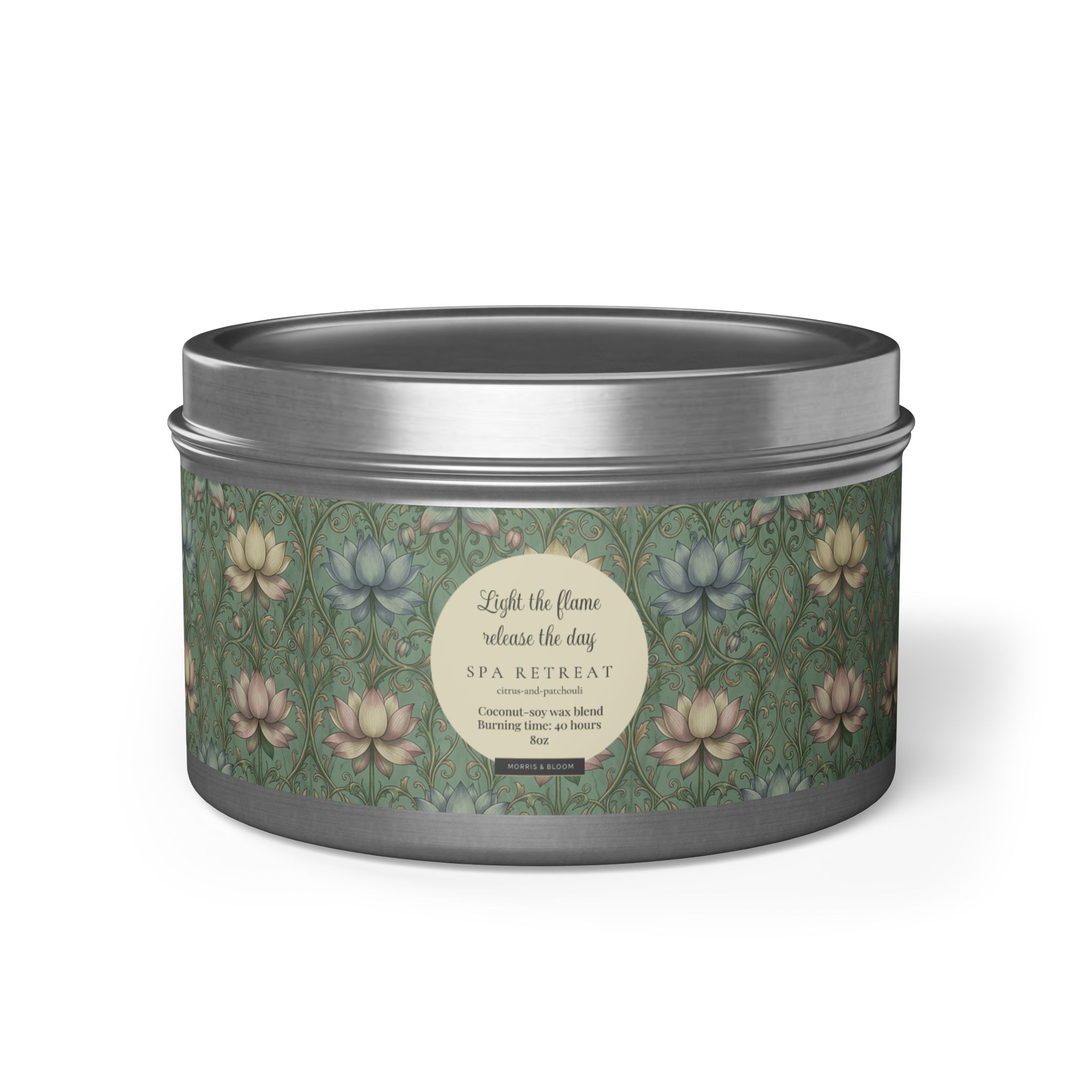 Spa Retreat Scented Tin Candle — The Empress Lotus Relaxing Luxury Spa Retreat Aromatherapy for Home & Self-Care - Image 12