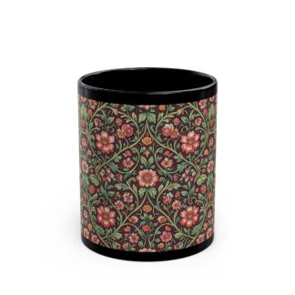 victorian botanical espresso flora black mug – rich arts & crafts tapestry coffee cup
