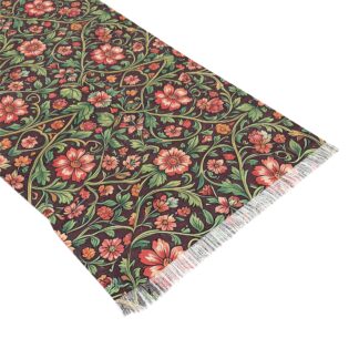 vintage floral fringe wrap – espresso flora lightweight scarf