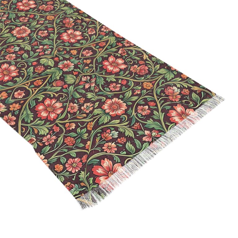 Vintage Floral Fringe Wrap β Espresso Flora Lightweight Scarf