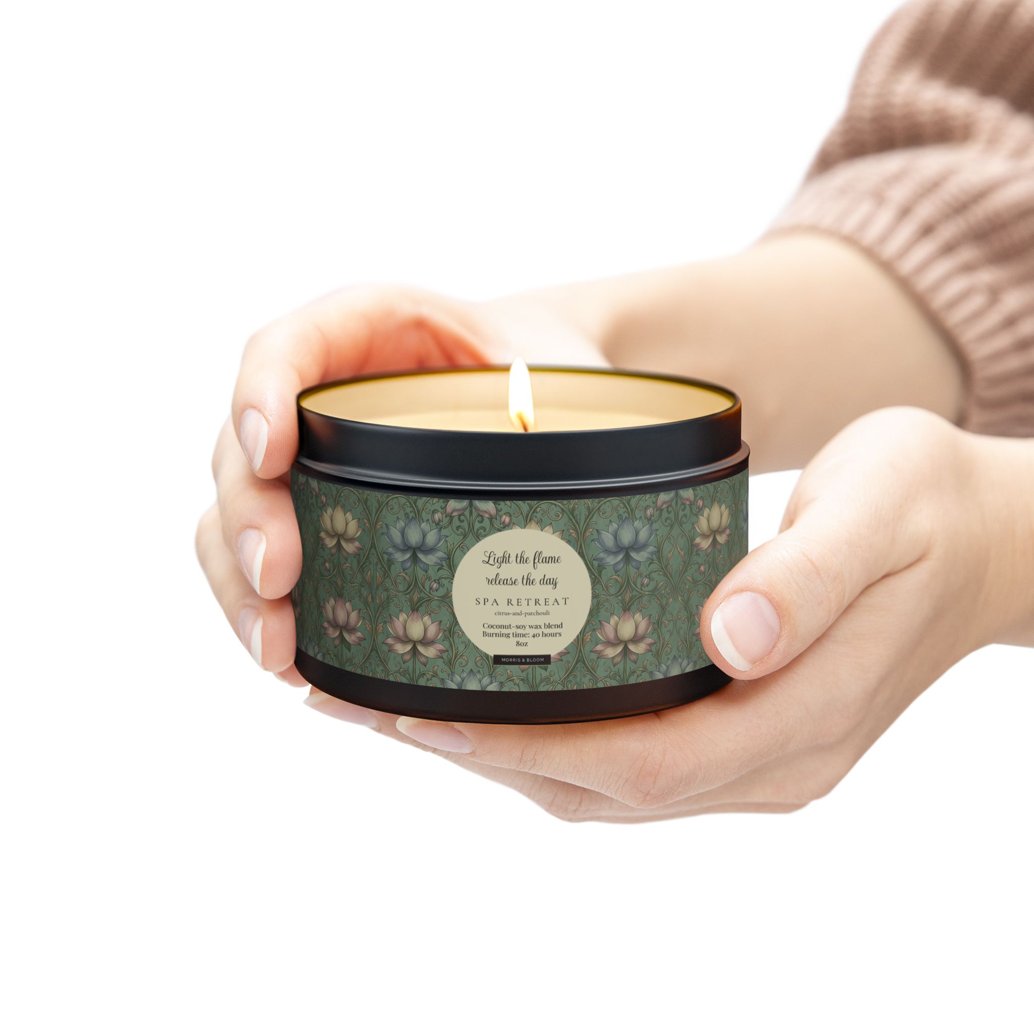 Spa Retreat Scented Tin Candle — The Empress Lotus Relaxing Luxury Spa Retreat Aromatherapy for Home & Self-Care - Image 7