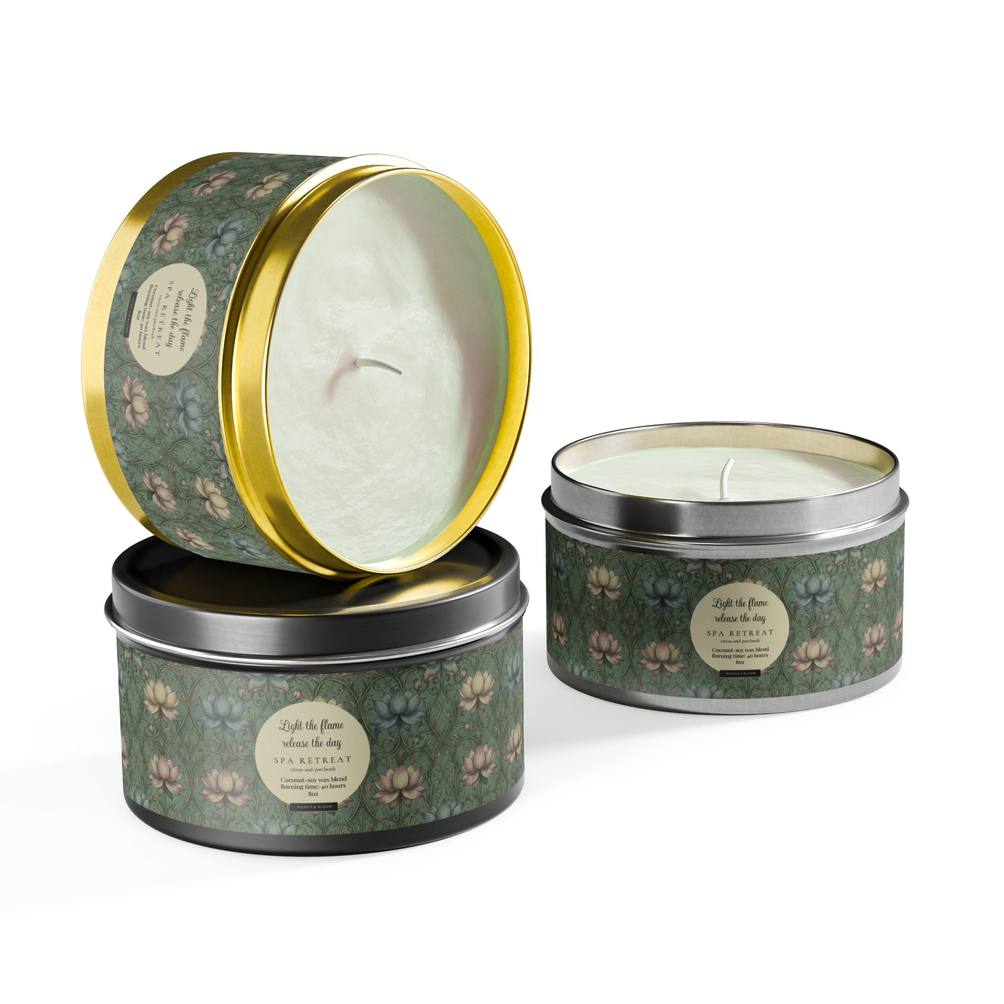 Spa Retreat Scented Tin Candle — The Empress Lotus Relaxing Luxury Spa Retreat Aromatherapy for Home & Self-Care - Image 3