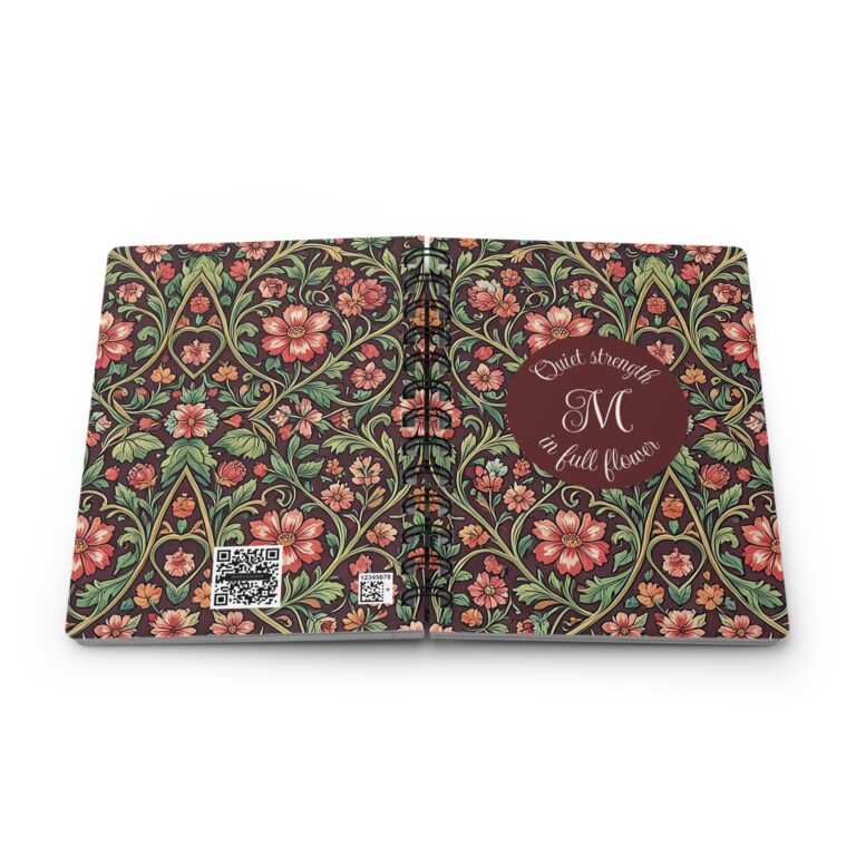 Personalized Monogram Notebook – Espresso Flora Vintage Botanical Spiral Journal