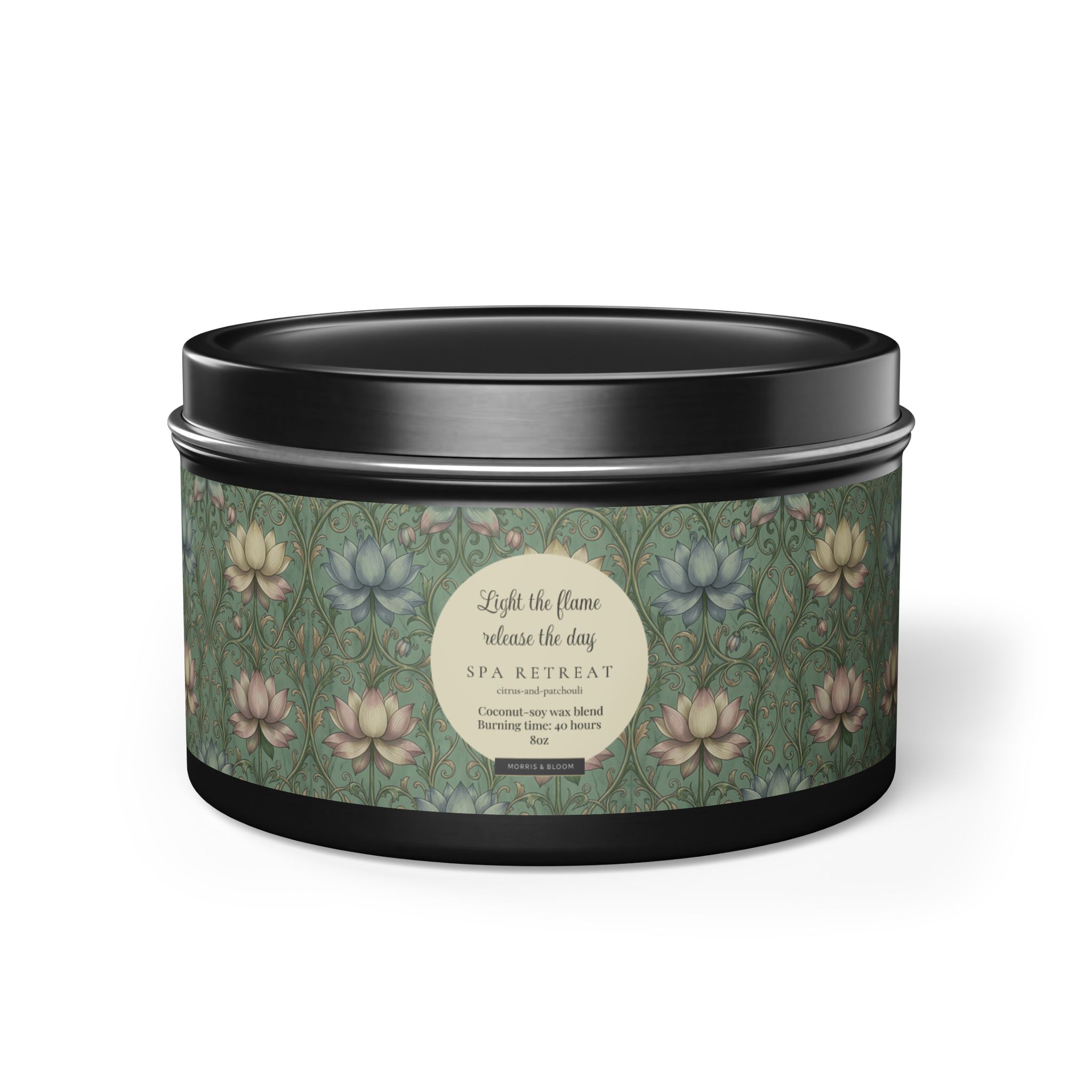 Spa Retreat Scented Tin Candle — The Empress Lotus Relaxing Luxury Spa Retreat Aromatherapy for Home & Self-Care - Image 4