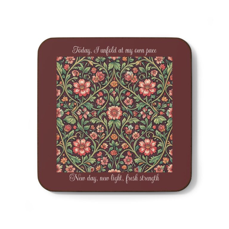 Botanical Coaster Espresso Flora β Vintage Tapestry Hardboard Drink Mat