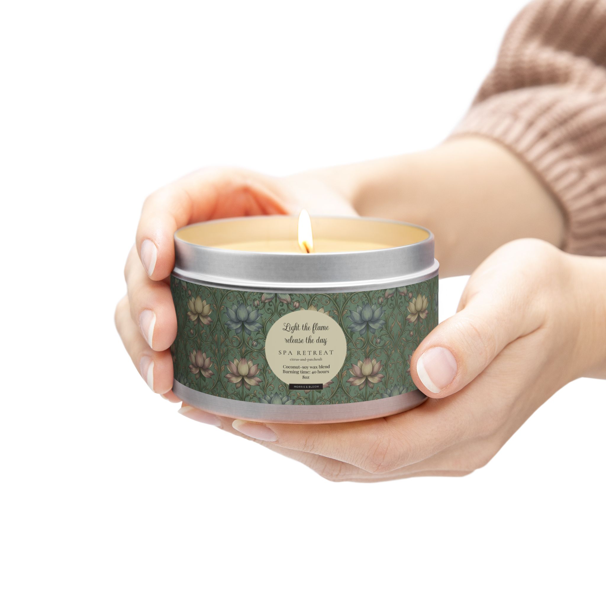 Spa Retreat Scented Tin Candle — The Empress Lotus Relaxing Luxury Spa Retreat Aromatherapy for Home & Self-Care - Image 15