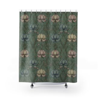 the empress lotus floral shower curtain — art nouveau botanical bathroom decor