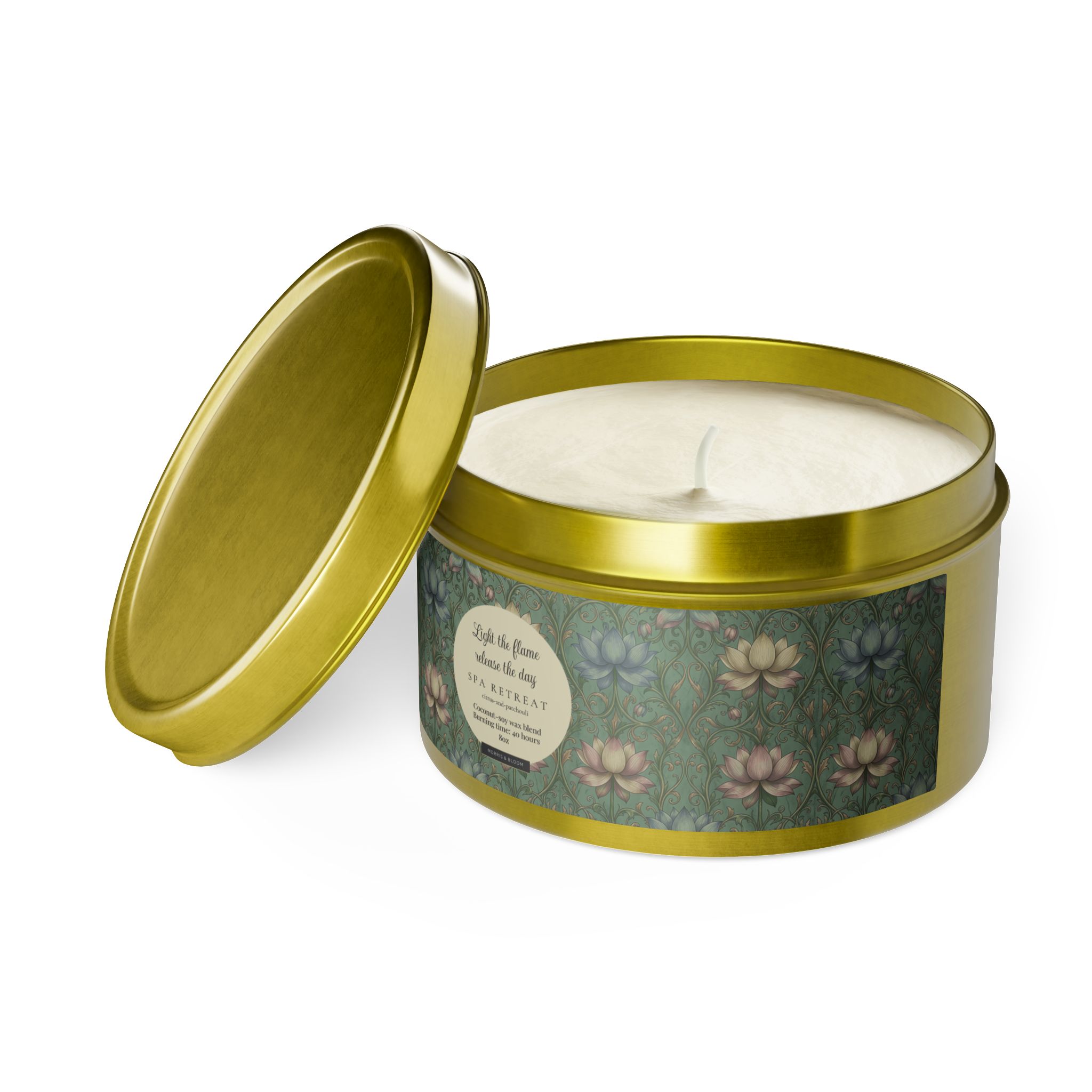 Spa Retreat Scented Tin Candle — The Empress Lotus Relaxing Luxury Spa Retreat Aromatherapy for Home & Self-Care - Image 9
