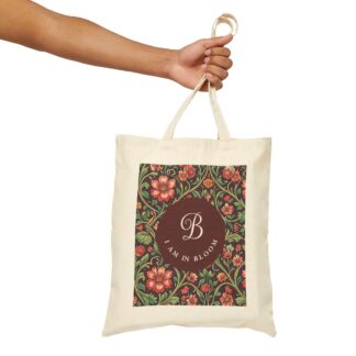 personalized monogram floral tote – black cotton canvas espresso flora botanical bag