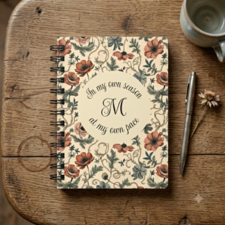 Floral Spiral Journal Earthy Anemone Garden – Custom Monogram Notebook