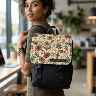 Vintage Floral Flap Backpack-Purse – Earthy Anemone Daily City Bag