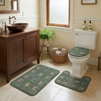 The Empress Lotus 3-Piece Bathroom Rug Set – Tranquil Art Nouveau Comfort for Your Sanctuary