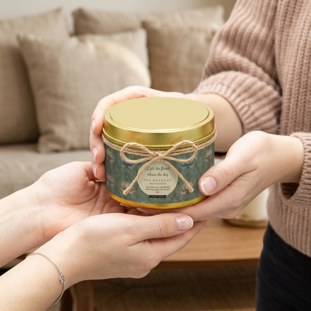 Spa Retreat Scented Tin Candle — The Empress Lotus Relaxing Luxury Spa Retreat Aromatherapy for Home & Self-Care - Image 2