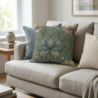 The Empress Lotus Faux Suede Throw Pillow — Arts & Crafts Decorative Accent Cushion
