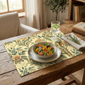 Golden Afternoon Botanical Placemat — Vintage Arts & Crafts Floral Table Mat William Morris Style