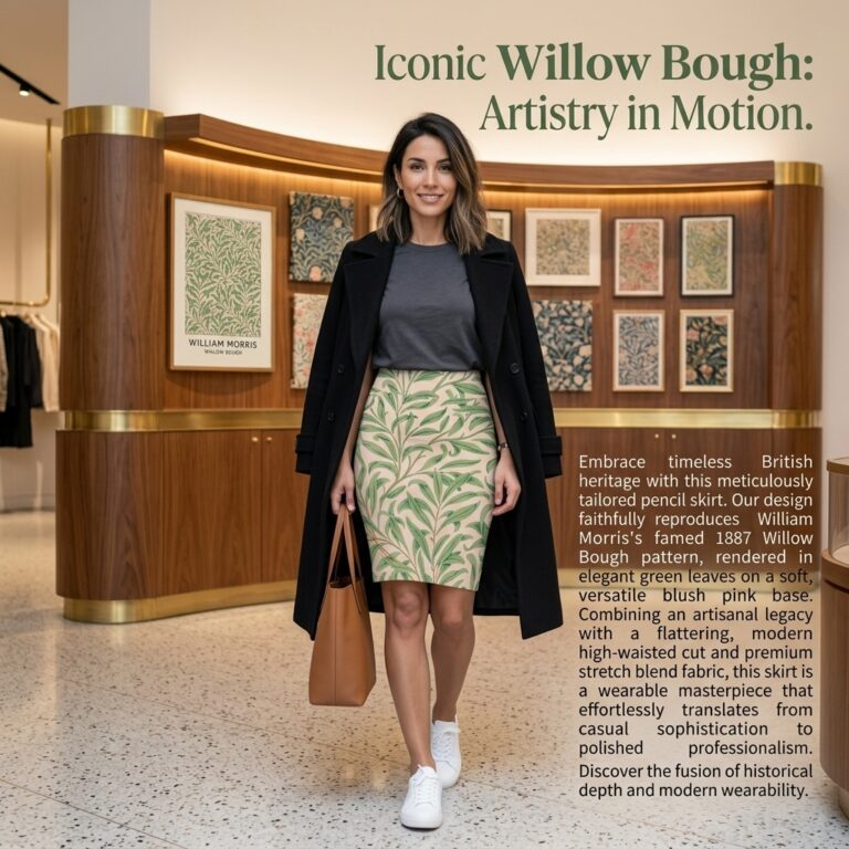 William Morris Willow Bough Pencil Skirt β High-Waisted Botanical Bodycon