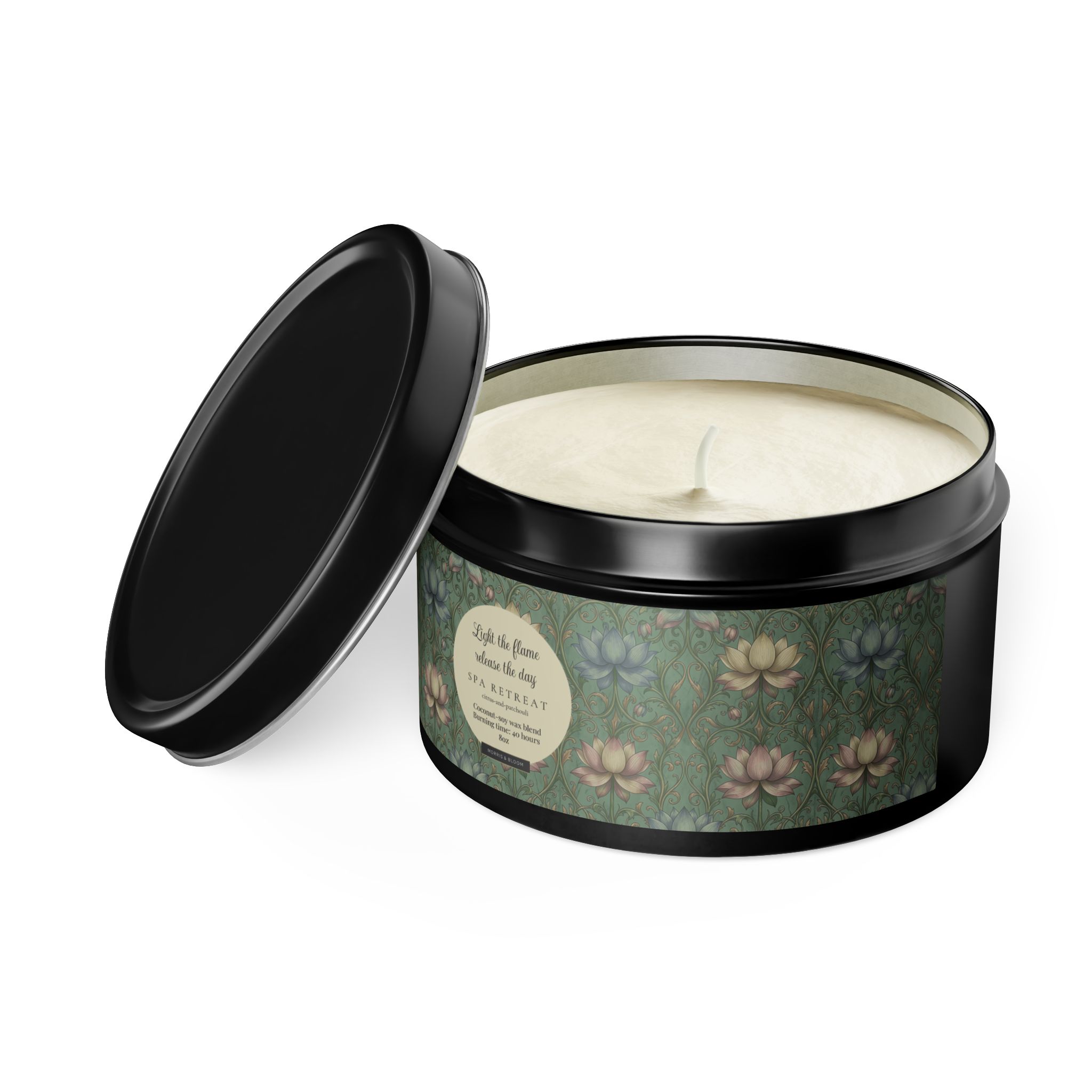 Spa Retreat Scented Tin Candle — The Empress Lotus Relaxing Luxury Spa Retreat Aromatherapy for Home & Self-Care - Image 5