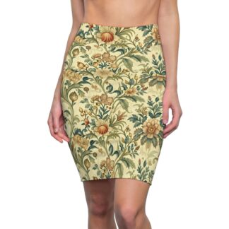 golden afternoon botanical pencil skirt β arts & crafts floral bodycon skirt