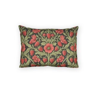 vintage cotton pillow sham — arts & crafts botanical wild strawberry and sage premium cotton cushion cover