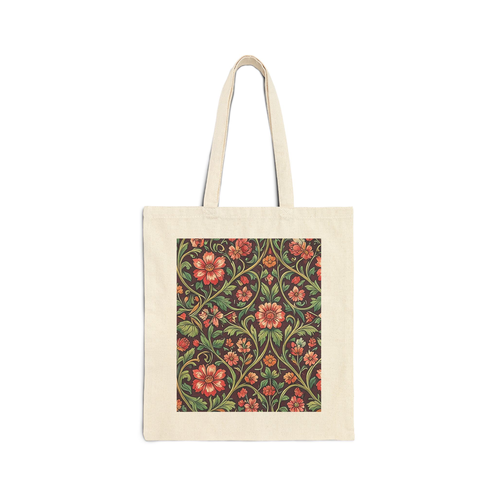 Personalized Monogram Floral Tote – Black Cotton Canvas Espresso Flora Botanical Bag - Image 3