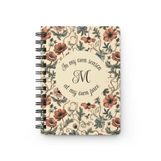 floral spiral journal earthy anemone garden – custom monogram notebook