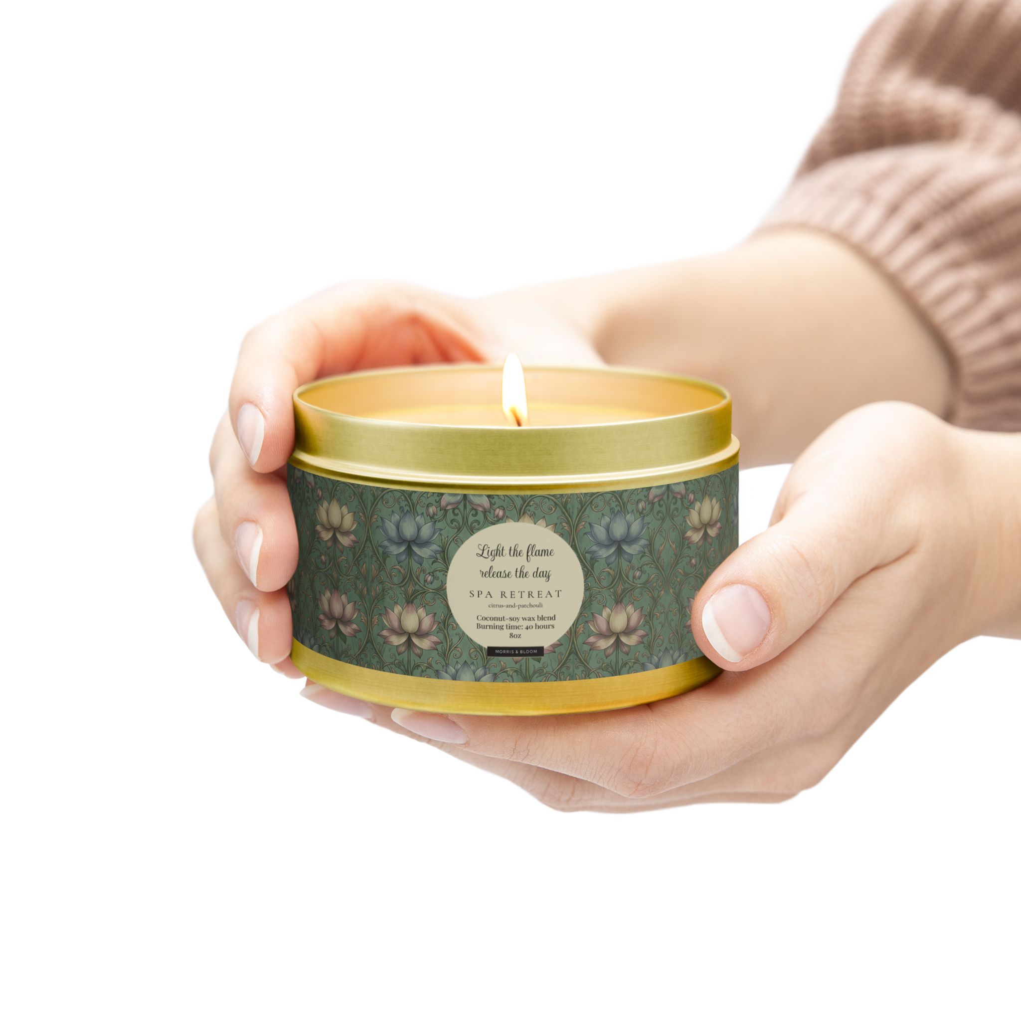 Spa Retreat Scented Tin Candle — The Empress Lotus Relaxing Luxury Spa Retreat Aromatherapy for Home & Self-Care - Image 11