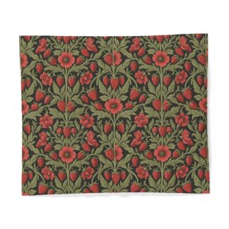 premium cotton wild strawberry & sage duvet cover – vintage botanical bedding set