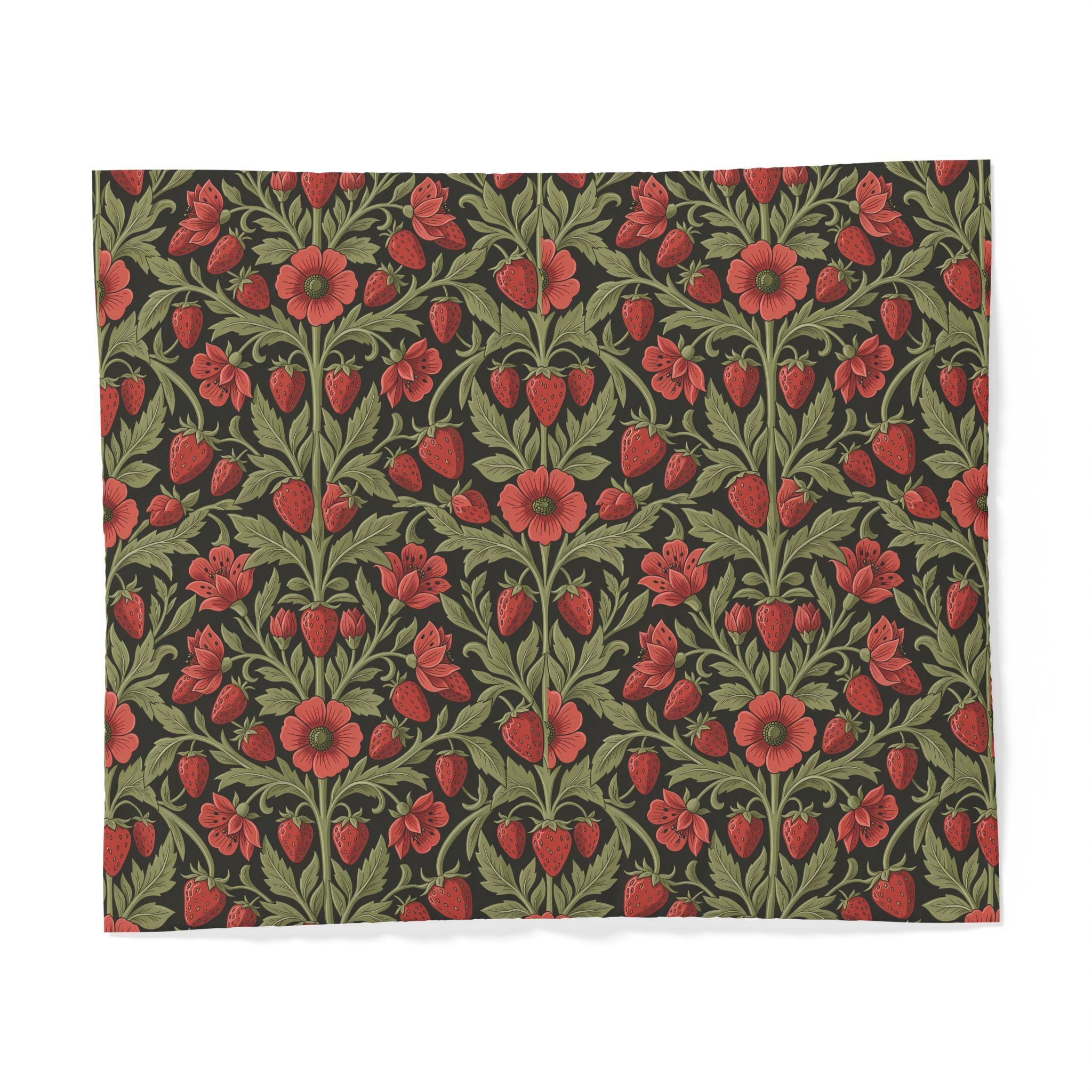 Premium Cotton Wild Strawberry & Sage Duvet Cover – Vintage Botanical Bedding Set - Image 2