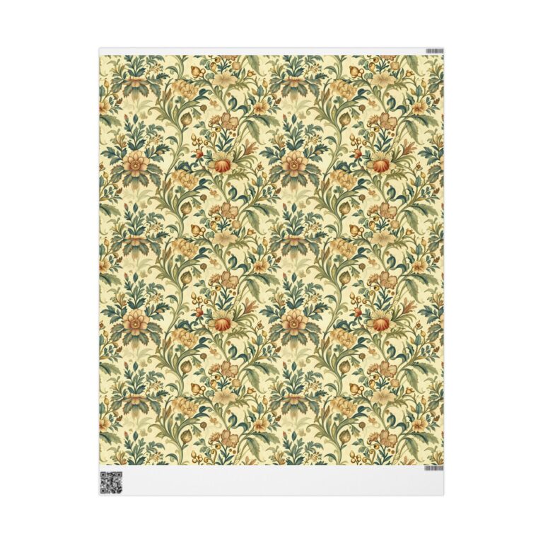 Vintage Floral Arts & Crafts Wrapping Paper Roll β William Morris Style Golden Afternoon Luxury Gift Wrap